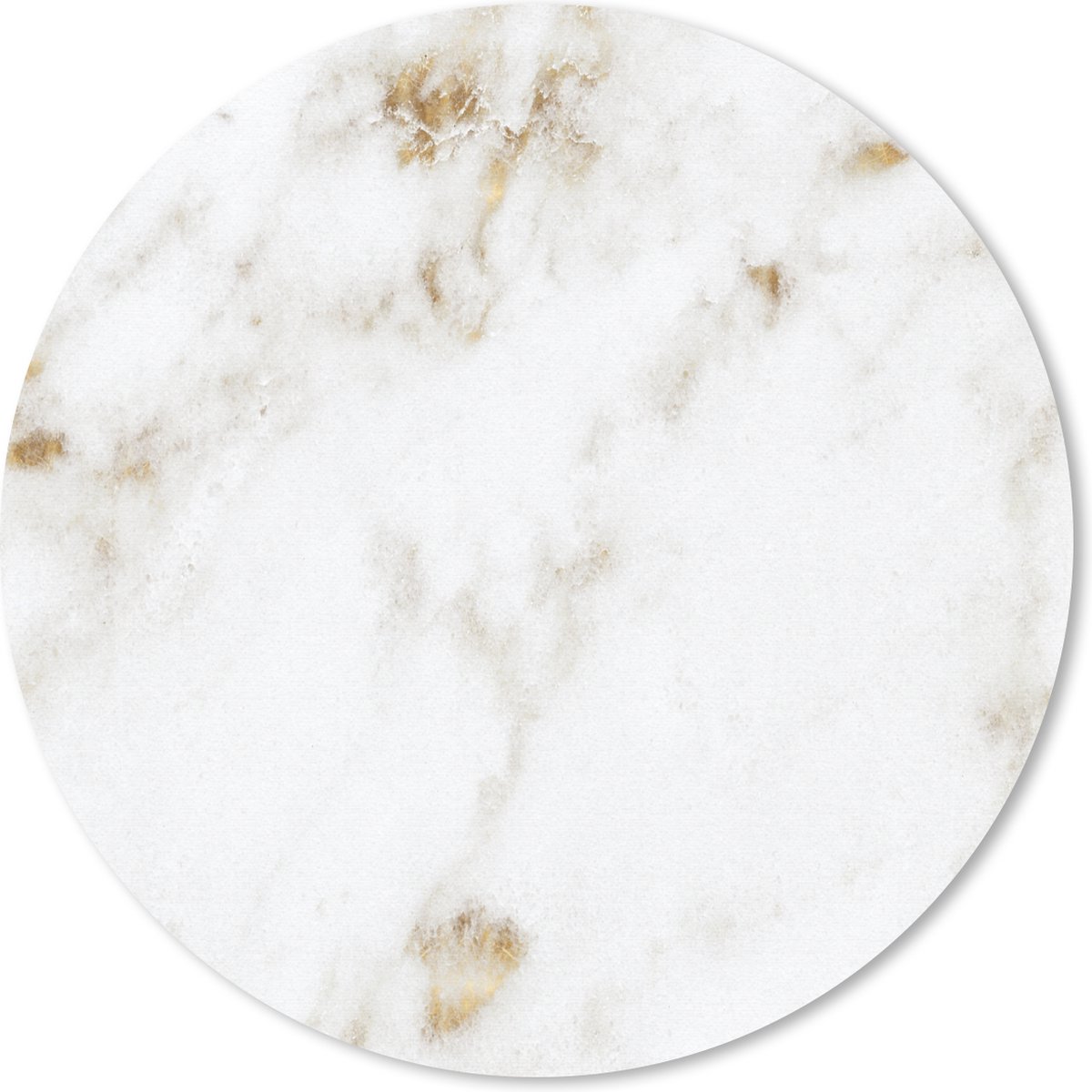 Muismat rond 20x20 cm - Mousepad Marmer - Goud - Wit - Ronde muismatten