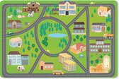 Bureau onderlegger - Muismat - Bureau mat - Rotonde - Gebouwen - Auto - Kinderen - Groen - 60x40 cm