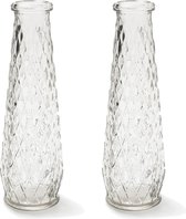 Set van 2x stuks transparante vaas/vazen van glas 6 x 22 cm - Woonaccessoires/woondecoraties - Glazen bloemenvaas - Boeketvaas
