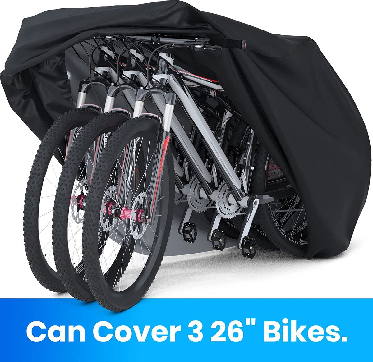 Zettum Fietshoes voor 3 fietsen, 600D, opslag buiten, waterdicht en robuust, grote afdekking voor 3 fietsen, mountainbike, racefiets