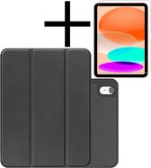 Hoesje Geschikt voor iPad 2022 Hoesje Case Hard Cover Hoes Book Case Met Uitsparing Geschikt voor Apple Pencil Met Screenprotector - Zwart