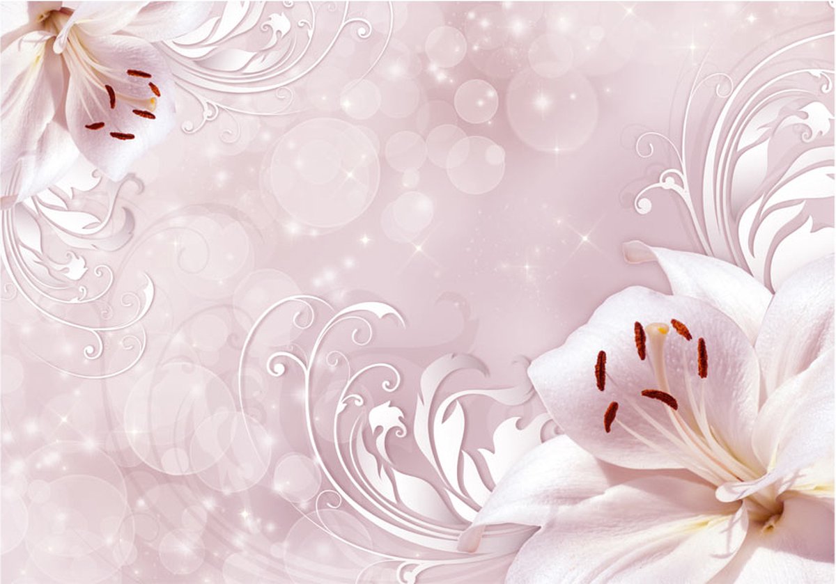Fotobehangkoning - Behang - Vliesbehang - Fotobehang Sprankelende Roze Bloemen - Tale of Tenderness - 400 x 280 cm