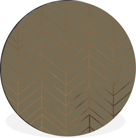 WallCircle - Wandcirkel - Muurcirkel - Lijn - Goud - Patronen - Aluminium - Dibond - ⌀ 140 cm - Binnen en Buiten