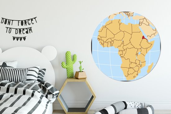 Illustration de l'Érythrée sur la carte africaine Cercle mural aluminium ⌀ 120 cm - tirage photo sur cercle mural / cercle vivant / cercle jardin (décoration murale) XXL / Groot format!