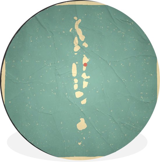 Illustration d'une carte des Maldives en style rétro Cercle mural aluminium ⌀ 60 cm - impression photo sur cercle mural / cercle vivant / cercle de jardin (décoration murale)
