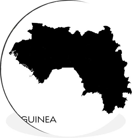 WallCircle - Wandcirkel - Muurcirkel - Illustratie van het zwarte silhouet van Guinee - Aluminium - Dibond - ⌀ 60 cm - Binnen en Buiten