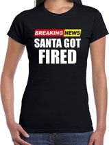 Bellatio Decorations Foute humor Kerst T-shirt breaking news fired - dames - zwart XXL
