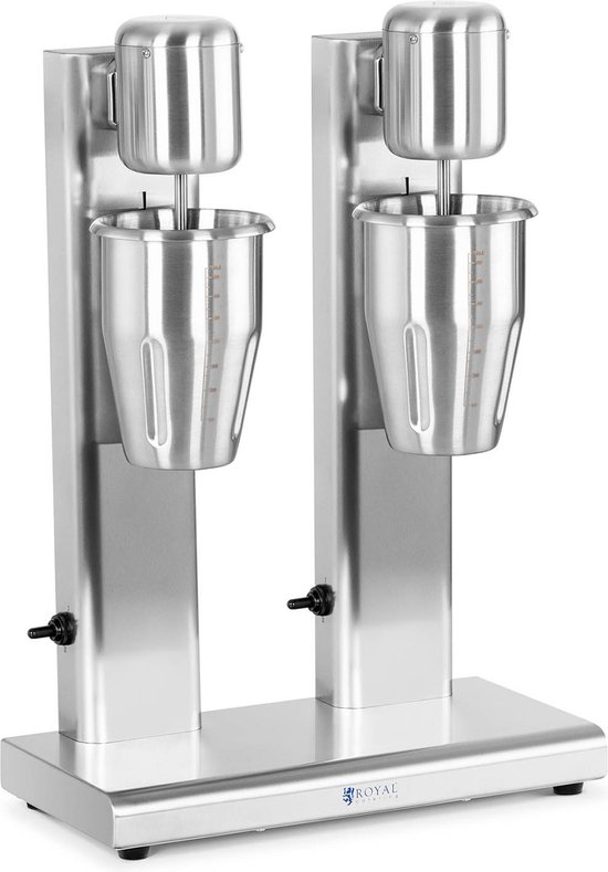 Milkshaker - dubbel - 2 x 1 L - 15.000 rpm - Roestvrij staal - Royal Catering