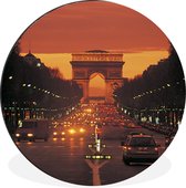 WallCircle - Cercle mural - Cercle mural - Coucher de soleil à l'Arc de Triomphe de Paris - Aluminium - Dibond - ⌀ 30 cm - Intérieur et Extérieur