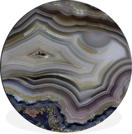 Gros plan d'une agate lagon Cercle mural aluminium ⌀ 120 cm - Tirage photo sur cercle mural / cercle vivant / cercle de jardin (décoration murale)
