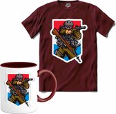 Jeux tactiques | Airsoft-Paintball | vêtements de sport de l'armée - T-Shirt avec mug - Unisexe - Bordeaux - Taille M