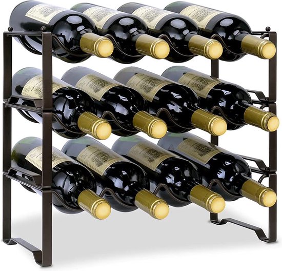 Casier à vin indépendant à 3 niveaux pour 12 bouteilles de vin casier en  bois support