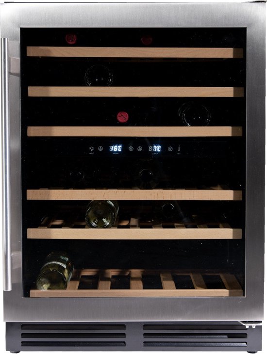 Koelkast: Vinata Premium Wijnklimaatkast Vernale - Vrijstaand en Onderbouw - RVS - 51 flessen - 82 x 59.5 x 58 cm - Glazen deur, van het merk Vinata