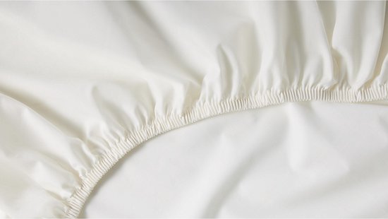 Beter Bed Select Drap-housse pour surmatelas en percale - 100% coton de luxe - 160 x 200 cm - Blanc cassé