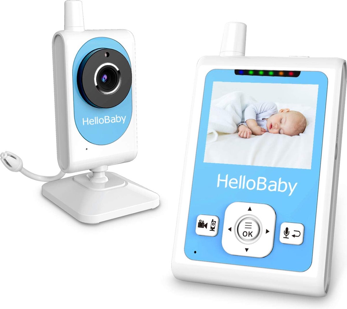 Hellobaby Babyfoon - Babyphone avec caméra et vision nocturne - 4 berceuses  - petit et