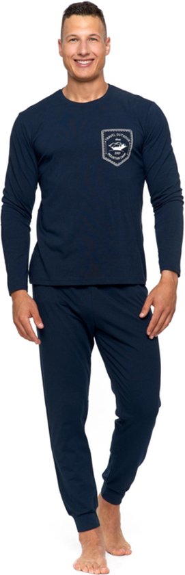 Katoenen heren pyjama | marineblauw | korting | sale | XXL