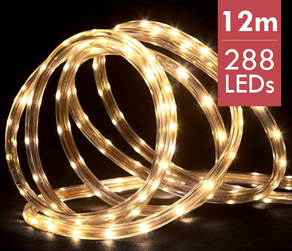 Lichtslang / slangverlichting 12M met 288 LED lampjes - extra warm wit licht