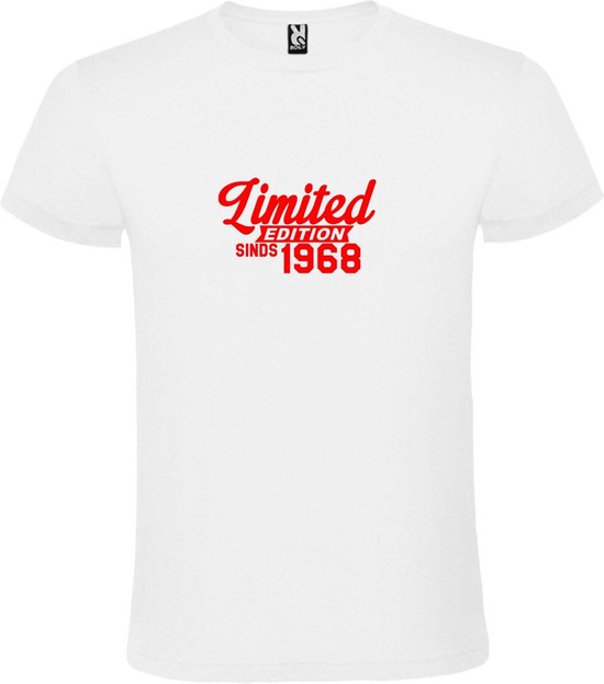 Wit T-Shirt met “ Limited edition sinds 1968 “ Afbeelding Rood Size XXXXL