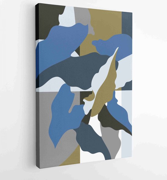 Abstracte botanische kunst. Bloemen in neutrale pastelkleuren. Wit op Abstracte botanische kunst. Bloemen in neutrale pastelkleuren. Wit op