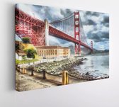 Aquarel landschapsschilderij van het bruglandschap - Modern Art Canvas - 1213550803 - 50*40 Horizontal