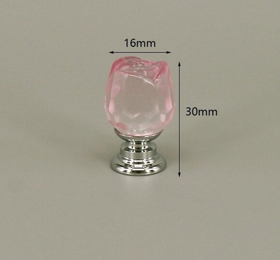3 Pièces Bouton de Meuble Cristal - Rose & Argent - 3*1.6 cm - Poignée de Meuble - Bouton pour Armoire, Porte, Tiroir, Armoire de Cuisine