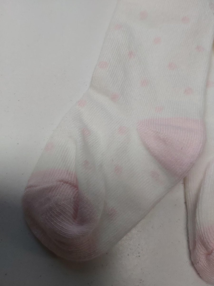 Dirkje- Collant - Maillot - Kousebroek - Wit met rose stip 12-18m