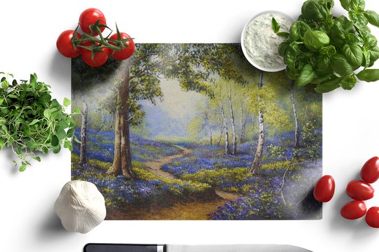 Planche à découper en Verres - 39x28 - Peinture - Nature - Forêt - Fleurs - Peinture à l'huile - Planches à découper en Glas