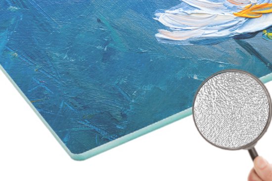 Planche à découper en Verres - 39x28 - Peinture - Huile - Fleurs - Blauw - Planches à découper en Glas