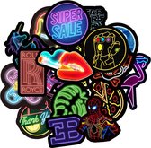 Neon Light Stickers 50 Stuks | Neon Lights Stickers | Stoere Stickers | Rock | Game Over | Laptop Stickers | Decoratie | Stickers Kinderen | Stickers Volwassenen | Agenda | Plakstickers | Stickers Bullet Journal | Planner Stickers
