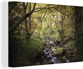 Tableau Toile Cerf - Arbre - Forêt - 60x40 cm - Décoration murale