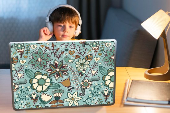 Laptop sticker - 17.3 inch - Bohemian - Winter - Bloemen - Patroon - 40x30cm - Laptopstickers - Laptop skin - Cover - Kerst - Cadeau - Kerstcadeau voor mannen en voor vrouwen