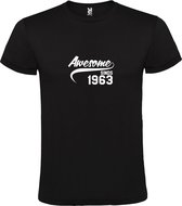 Zwart T-Shirt met “Awesome sinds 1963 “ Afbeelding Wit Size XXXXXL