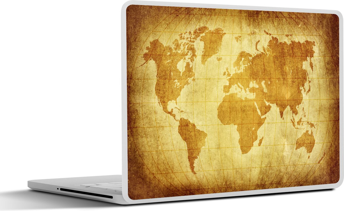 Laptop sticker - 17.3 inch - Wereldkaart - Papyrus - Bruin - Kinderen - Jongens - Meisjes - 40x30cm - Laptopstickers - Laptop skin - Cover