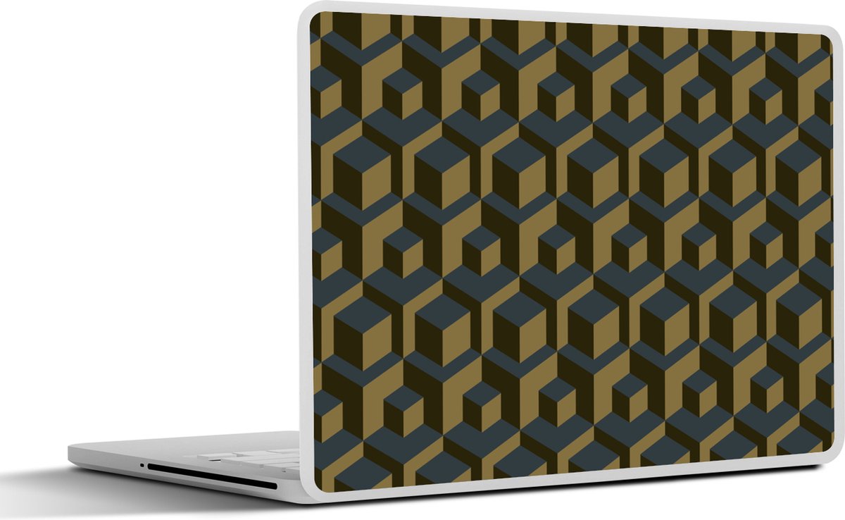 Laptop sticker - 10.1 inch - Blokken - Patronen - Kubus - 25x18cm - Laptopstickers - Laptop skin - Cover