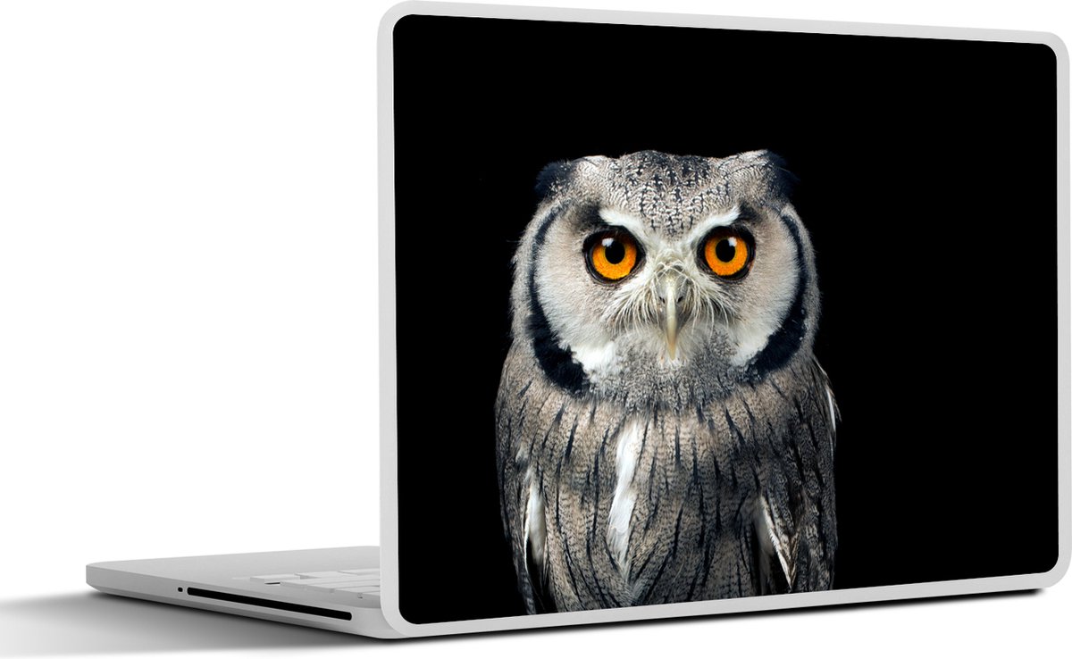 Laptop sticker - 11.6 inch - Uil - Vogel - Oranje - Zwart - 30x21cm - Laptopstickers - Laptop skin - Cover