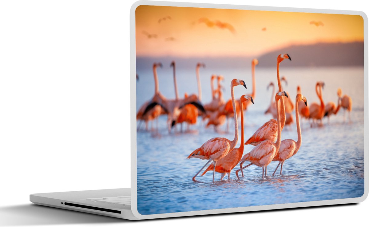 Laptop sticker - 12.3 inch - Flamingo - Dieren - Water - Roze - 30x22cm - Laptopstickers - Laptop skin - Cover