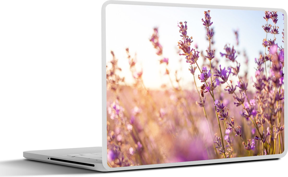 Laptop sticker - 12.3 inch - Lavendel - Close-up - Zon - Bloemen - Paars - 30x22cm - Laptopstickers - Laptop skin - Cover