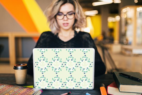 Sticker ordinateur portable - 10,1 pouces - Vert - Blauw - Bloem - Design