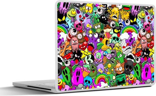 Sticker ordinateur portable - 11,6 pouces - Adolescents - Monster - Doodle  - Motifs