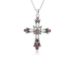 foto van WiseGoods Luxe Gothic Kruis Ketting Dames - Kettingen - Punk Design - Sieraad - Sieraden - Cadeau - Kleding Accessoires - Roze