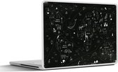 Laptop sticker - 17.3 inch - Wereldkaart - Kinderen - Zwart - Wit - 40x30cm - Laptopstickers - Laptop skin - Cover