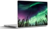 Laptop sticker - 14 inch - Noorderlicht - Naaldboom - Alaska - 32x5x23x5cm - Laptopstickers - Laptop skin - Cover