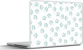 Laptop sticker - 13.3 inch - Bladeren - Patroon - Blauw - 31x22,5cm - Laptopstickers - Laptop skin - Cover