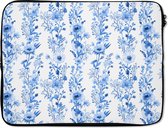 Laptophoes 17 inch - Bloemen - Anemoon - Blauw - Patroon - Laptop sleeve - Binnenmaat 42,5x30 cm