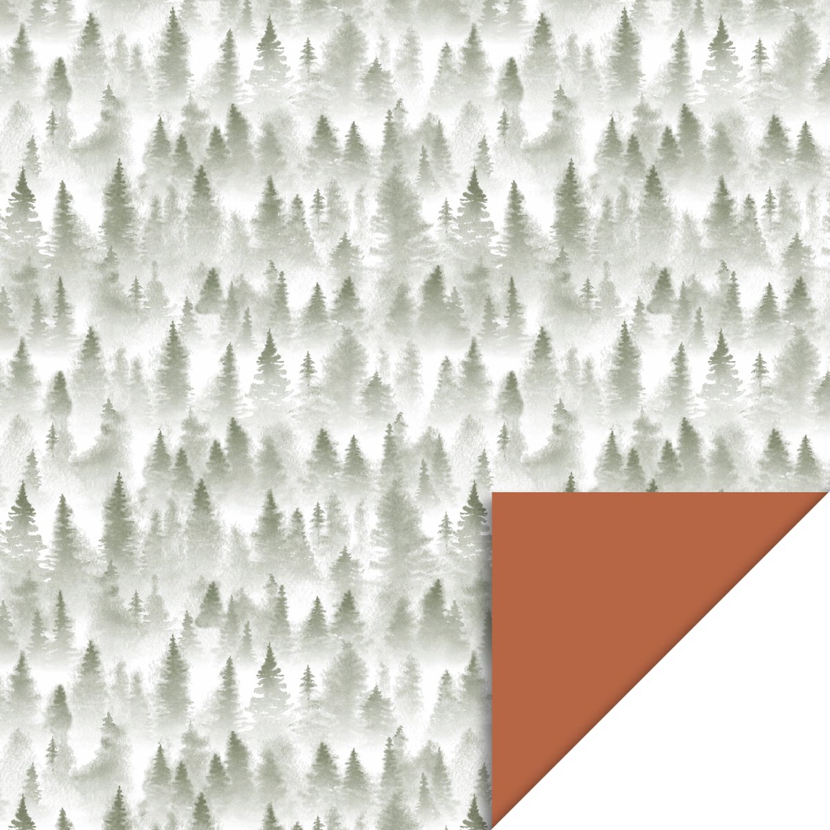 2 kleine rolletjes Cadeaupapier - Forest - Cognac - 30x300 cm