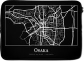 Laptophoes 14 inch - Plattegrond - Kaart - Osaka - Stadskaart - Laptop sleeve - Binnenmaat 34x23,5 cm - Zwarte achterkant