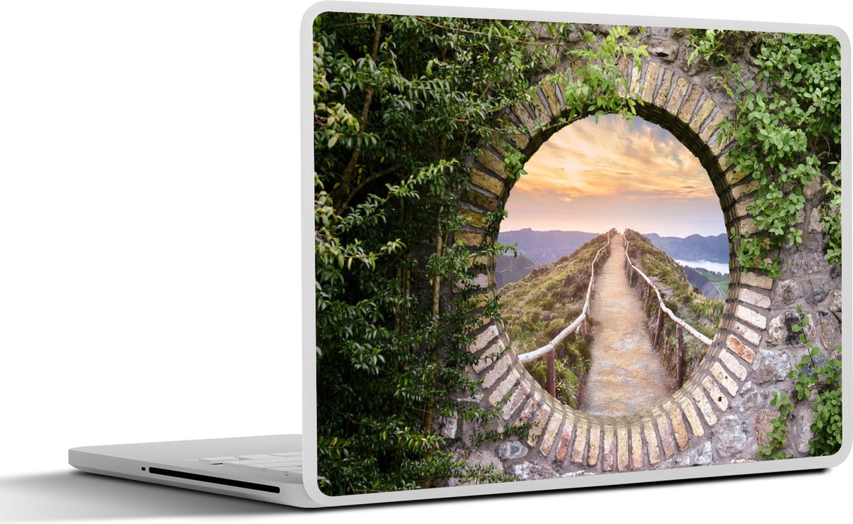 Laptop sticker - 10.1 inch - Brug - Zee - Doorkijk - Zomer - 25x18cm - Laptopstickers - Laptop skin - Cover