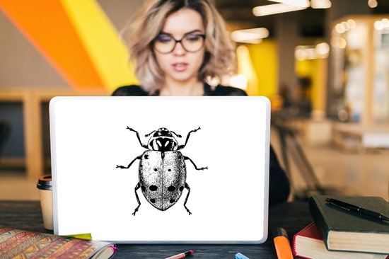 Sticker pour ordinateur portable - 17,3 pouces - Vintage - Coccinelle - Insectes - Zwart et blanc - 40x30cm - Autocollants pour ordinateur portable - Skin ordinateur portable - Housse