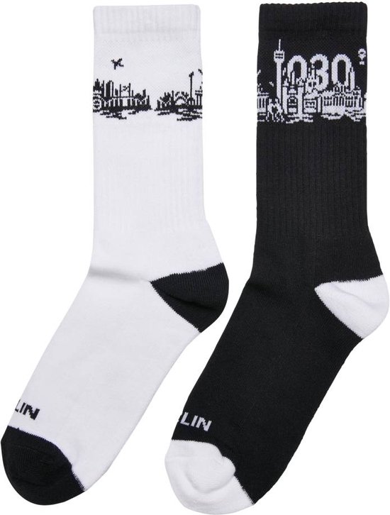 Mister Tee Sokken Major City 030 Berlin2-Pack Zwart/Wit