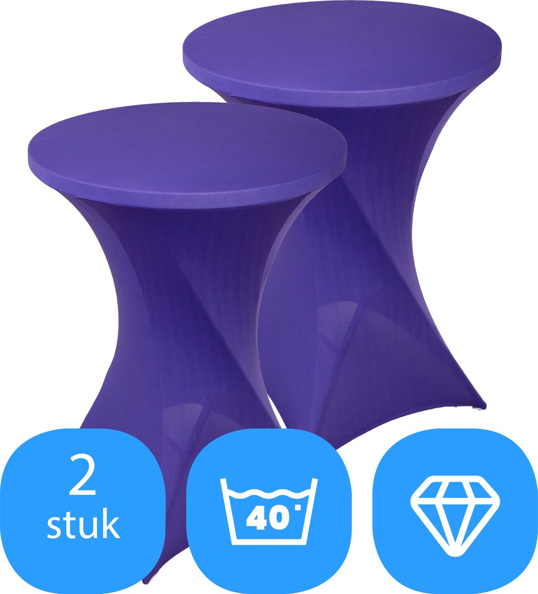 Statafelrok Paars x 2 – ∅80-85 x 110 cm – Statafelhoes Stretch 2 Stuks – Tafelhoezen voor Statafel – Geschikt voor Horeca Evenementen | Sta Tafel Hoes | Staantafelhoes | Trouwerij | FDWB